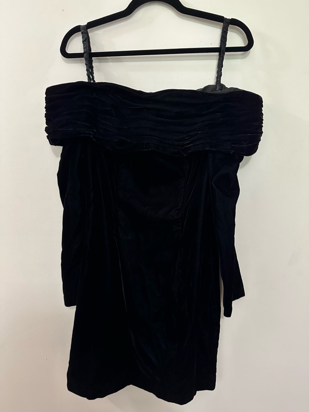 VTG Rampage Womens Velvet Off Shoulder Mini Dress Black Goth Grunge 90s Y2K Sz 9